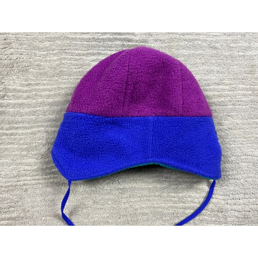 Columbia Earflap Hat Youth L/XL Purple Blue‎ Teal Reversible Fleece Made in USA